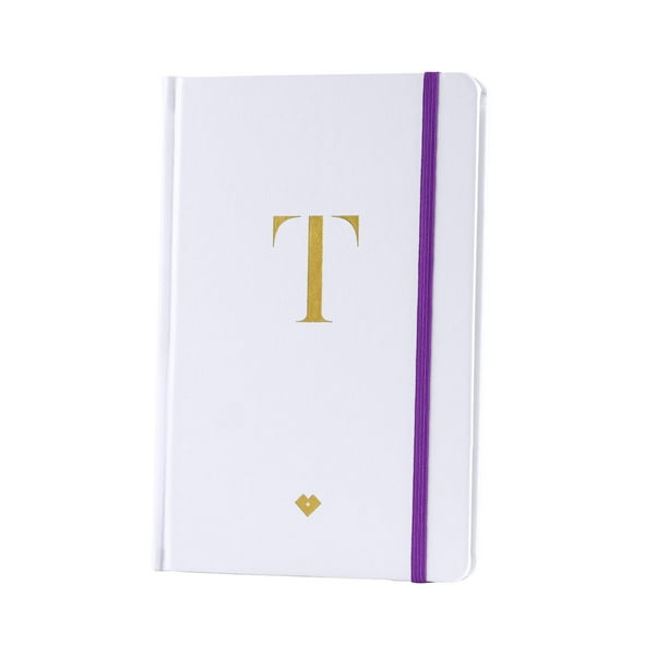 Libreta de Notas con Iniciales LuckyLy, Notebook Pasta Dura de Piel Vegana, Letras A-Z dorado 152 páginas