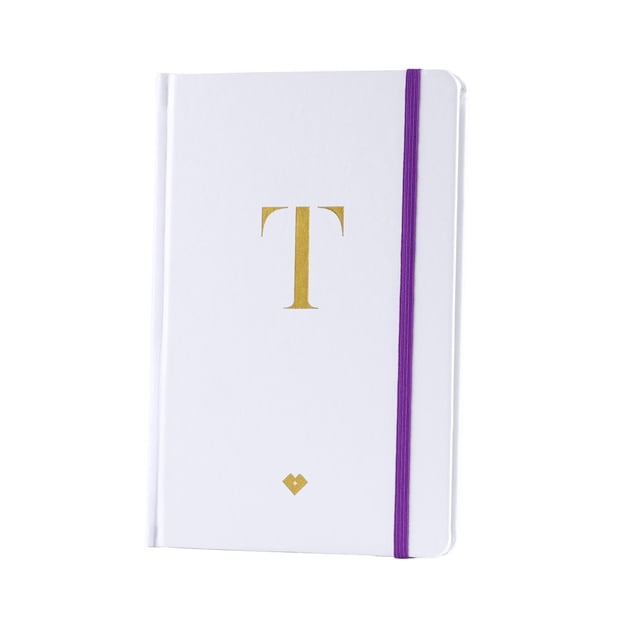 Libreta de Notas con Iniciales LuckyLy, Notebook Pasta Dura de Piel Vegana, Letras A-Z dorado 152 páginas