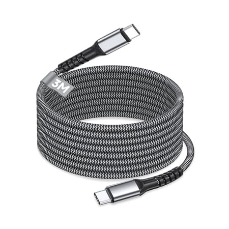 Quyaojz USB C to USB C Charger Cable 3m, 100W PD3.0 Type C Charger Cable Fast Charging iPhone Charger Wire USBC to USBC Data Lead for iPhone 15 16 17 , iPad Pro, Macbook, Samsung S25 S24 S22, Pixel