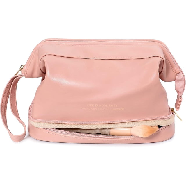 Neceser de maquillaje TANGJMXG Doble capa Rosa Neceser organizador de maquillaje