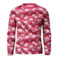 thumbnail image 4 of Fgvctg Mens Romantic Valentine's Day Sweater Ribbed Knit Crewneck Sweaters Love Heart Print Romantic Pullover Slim Fit Long Sleeve Sweater Loose Spring Blouses Pink 4XL, 4 of 5