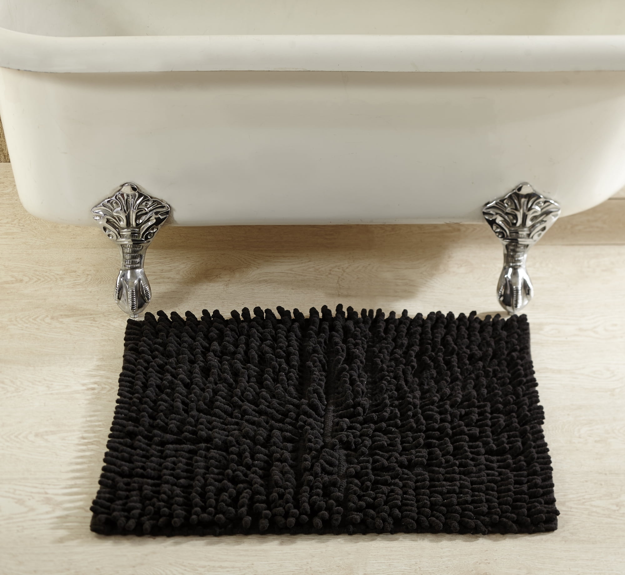 Better Trends Loopy Chenille 100 Cotton 24" square Bath Rug Black