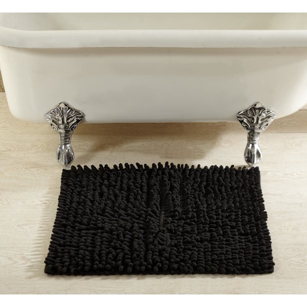 Better Trends Loopy Chenille 100 Cotton 24" square Bath Rug Black