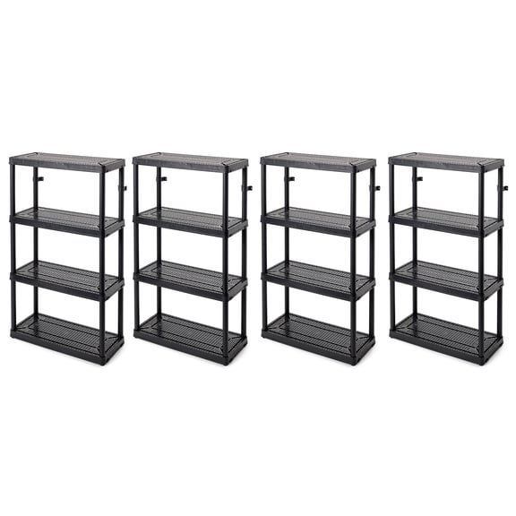 Gracious Living 4-Shelf Fixed-Height Medium-Duty Shelving Storage, Black