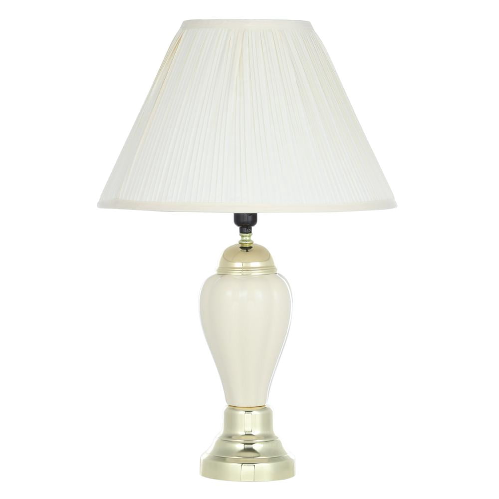 ORE International 27" Urn-Shaped Ceramic Table Lamp with Linen Shade in Ivory