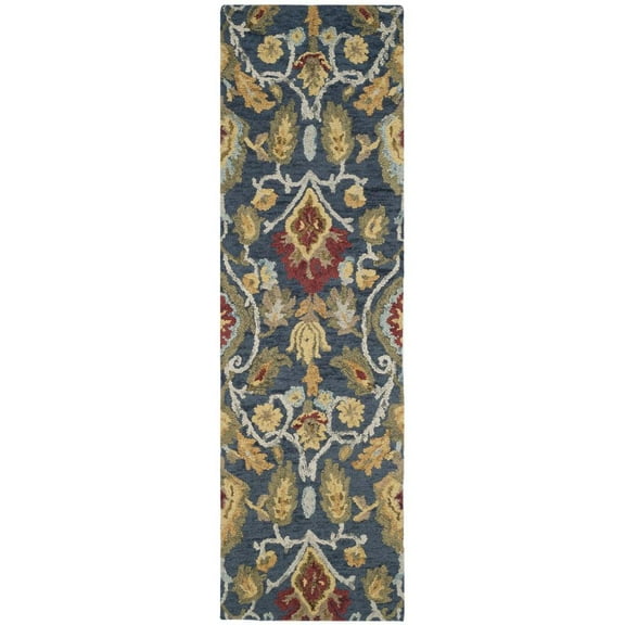 SAFAVIEH Blossom Lennon Floral Wool Runner Rug, Navy/Multi, 2'3" x 10'