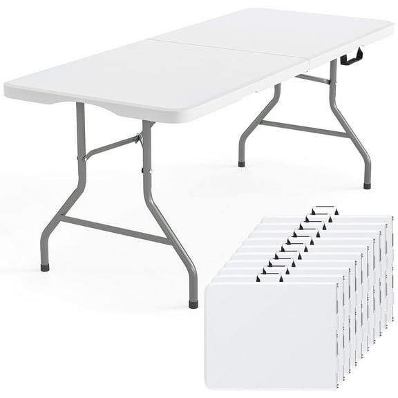 SUGIFT 6ft Folding Table Portable 6 Foot Plastic Table with Handle for Indoor Outdoor Use