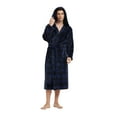 thumbnail image 3 of VULCANODON Mens Robe with Hood, Fleece Bathrobe Plush Robes for Men（Buffalo Plaid-Navy，XX-3X-Large）, 3 of 6