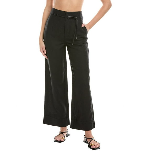 Onia womens Air Linen-Blend Paperbag Trouser, 12, Black