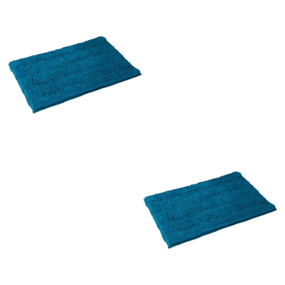 Injueey Alfombra de chenilla que no se desprende Textura Buena sensación de pisada No daña el piso Poliéster Absorbente Azul Azul 2piezas