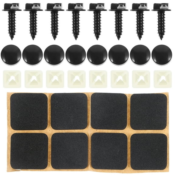 Stainless Steel License Plate Screws for Car with Black Caps and Washers 8 Sets