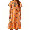 thumbnail image 2 of QUNYINEY Women's Summer Dresses A Line Short Sleeve Midi Floral Sundress Loose Fit Flowy Casual V Neck Ruffle Dresses, 2 of 6