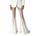 thumbnail image 2 of Karymi Women's Pants Sheer Mesh Flare Palazzo Pants, High Waist Double Layer See Through Wide Bell Long Trousers, Vertical Seam Party Club Capri Pants for Women, 2 of 5
