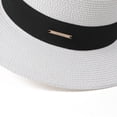 thumbnail image 5 of Womens Beach Straw Sun Hat Summer Classic Boater Sun Hat Panama Short Brim Fedora for Party Travel, 5 of 5