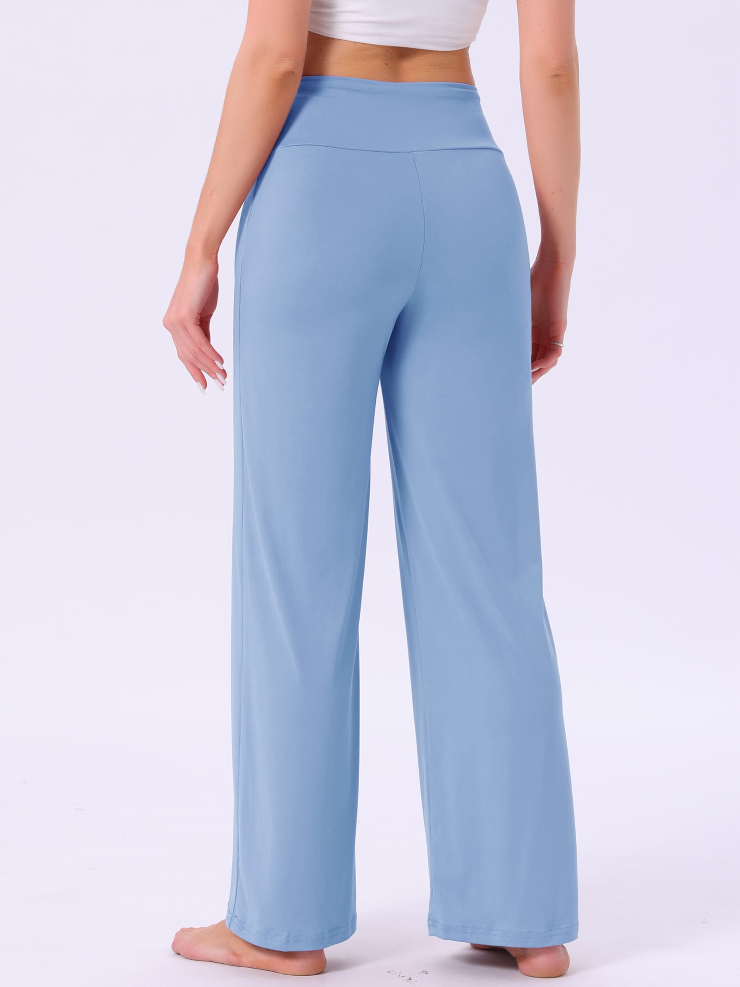 DARING DIVA Women's Casual Wide Leg Drawstring Sweatpant S Light Blue