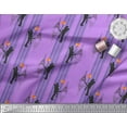 thumbnail image 2 of Soimoi Purple Rayon Fabric Stripes & Eiffel Tower Love Printed Craft Fabric by the Yard 56 Inch Wide, 2 of 3
