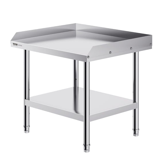 Stainless Steel Work Table  24 x 28 x 26 Inch Commercial Food Prep Worktable  3-Sided Backsplash Heavy Duty Prep Worktable  Metal Work Table with Adjustable Height for Restaurant  Hotel