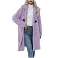 thumbnail image 3 of Aboser Womens Winter Fleece Jackets Fuzzy Sherpa Long Coats Warm Open Front Cardigan Lapel Long Sleeve Jacket Coat Loose Casual Plush Outerwear with Pockets, 3 of 7