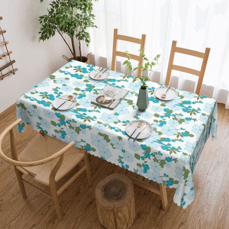 

Tablecloth Floral Background Blue Table Cloth For Rectangle Tables Waterproof Resistant Picnic Table Covers For Kitchen Dining/Party(54x72in)
