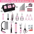thumbnail image 7 of SHALL 222-Piece Cordless Drill Set, 12V Electric Drill Sets Combo Kit with Pink Tool Bag for Women, 7 of 7