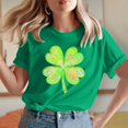 thumbnail image 1 of Meichang T-Shirts Chanceux pour Femmes T-Shirts de la Saint-Patrick Imprimé Trèfle à Quatre Feuilles Manches Courtes Col Rond Coupe Ample T-Shirts Cadeaux de la Saint-Patrick pour Femmes, 1 of 7