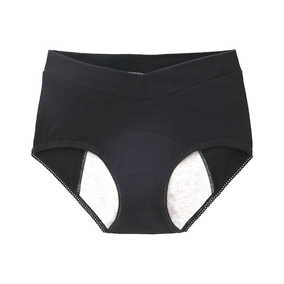 TANGNADE Period Underwear for Women Plus Size High Waisted Leak Proof Panties Cotton Overnight Menstrual Briefs Cotton Panties Black