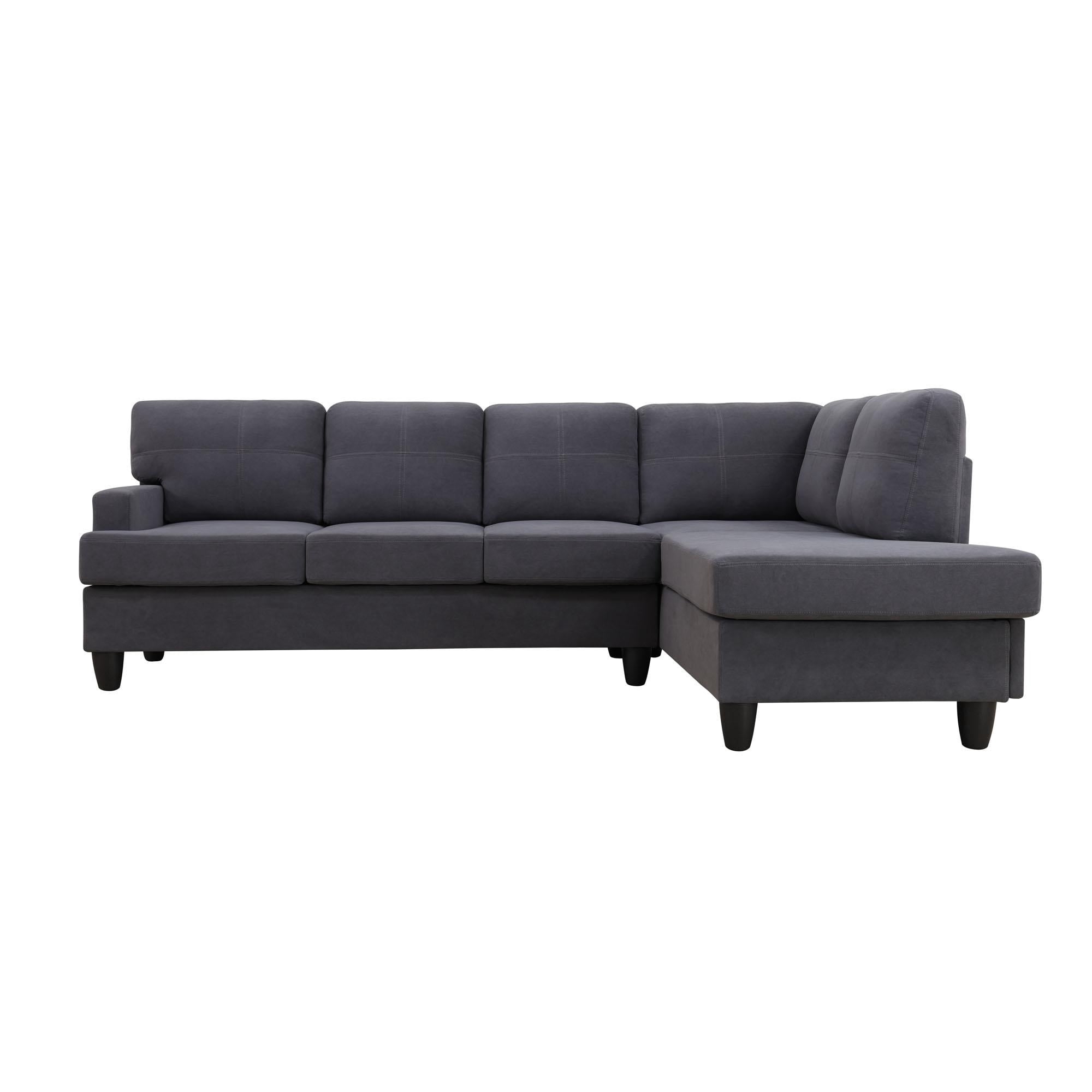 Aukfa 96" Sectional Sofa Deep Seat Couch for Living Room, Right Chaise, Flannel, Dark Gray