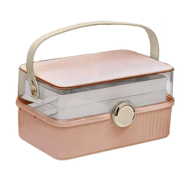 Estuche de maquillaje para tren, organizador de cosméticos, herramientas de belleza, viaje, impermeable, grande rosa