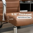 thumbnail image 3 of Office Desk Chair Leather, Conference Room Chairs with Wheels, Modern Executive Office Chairs Adjustable Height, Ergonomic Swivel Rolling Ribbed Computer Chair(Brown), 3 of 14