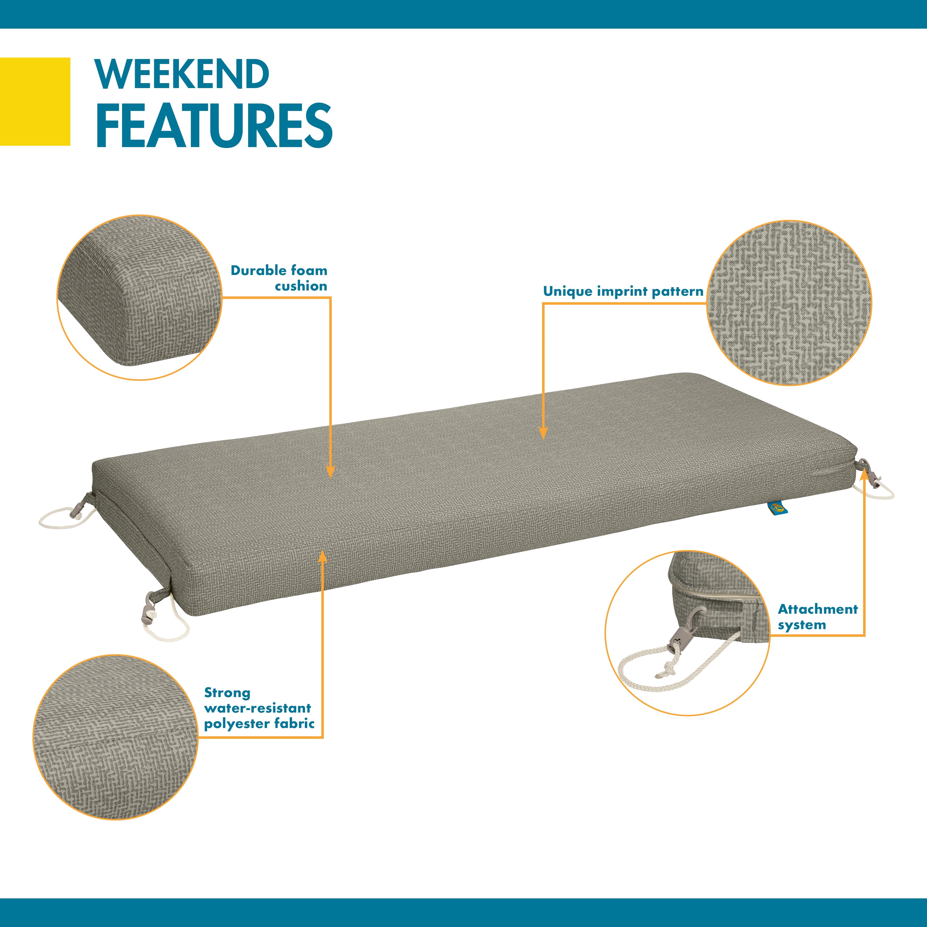 DUCKCOVERS® Weekend All-Weather Outdoor Bench Cushion