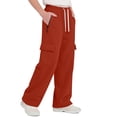 thumbnail image 6 of BXJX Boys Cargo Sweatpants, Casual Straight-Leg Elastic Waist Relaxed Fit Kids Athletic Pants with Drawstring Orange Size 9-10 T, 6 of 7
