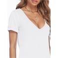 thumbnail image 2 of Women Fashion Deep V-Neck Short Sleeve Tops Solid Casual Loose Basic T Shirt, 2 of 5