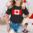 thumbnail image 2 of T-shirt à Manches Courtes pour Filles Fête du Canada Été Col Rond Coupe Décontractée Basique, 2 of 4