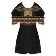 thumbnail image 5 of Usmixi Summer Tee Shirt for Women Women's Cold Shoulder Tops Empire Waist Top Western Ethnic Diamond Print Short Sleeve Shirts Casual Blouses Tunics Brown m, 5 of 5