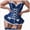 Dark Blue, variant on Mesh Corset Ruffle Lace Up Underwire Sheer Garter Belt Babydoll Lingerie Set With Thong 3 Piece Women (White,XL)