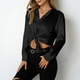 thumbnail image 5 of Mingw Silk Button Down Shirts Satin Blouses for Women Casual Long Sleeve Shirt Business Office Work Tunic Tops ,Black,L, 5 of 6