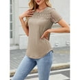 thumbnail image 4 of jinghuiyue Women’s Short Sleeve Shirts Dressy Lace Smocked Summer Tops Trendy Casual T shirts Cute Work Blouses L, 4 of 7