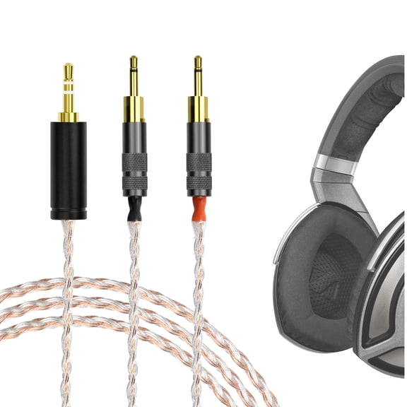 Geekria Apollo Copper Silver Braid Upgrade Audio Cable Compatible with Sennheiser HD700, 3.5mm to 2.5mm Replacement Headphones Cord for Hi-Resolution Audiophile, HiFi Headset (4.3 ft / 1.3 m)