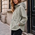 thumbnail image 2 of FDGIU Women Gingham Zip Up Jacket Collared Long Sleeve Drawstring Hem Casual Plaid Outerwear, Fall Lightweight Checkered Bomber Style Coat, 2 of 6