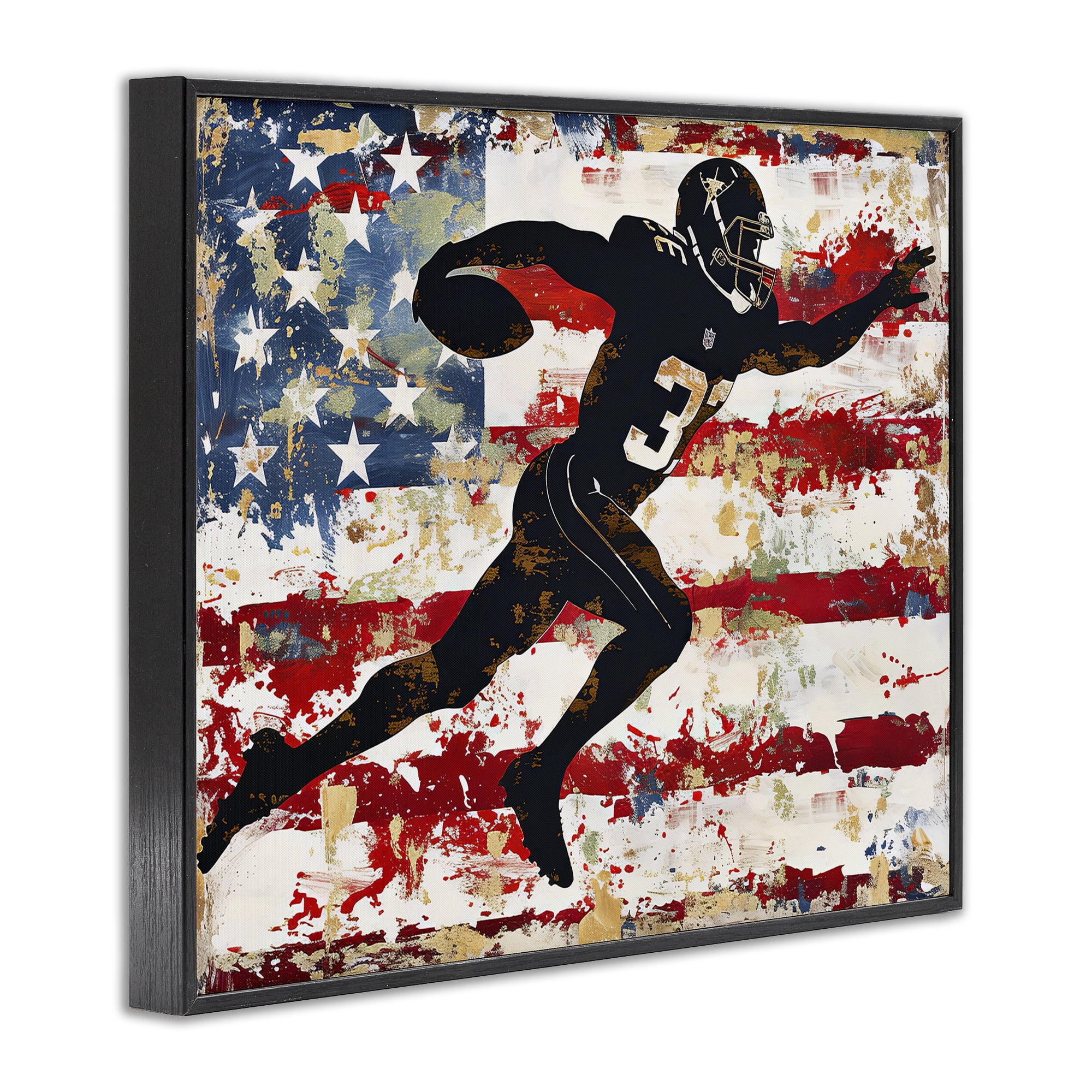 Stupell Industries Gridiron Glory Player Black Framed Giclee Art, design by Ray Powers