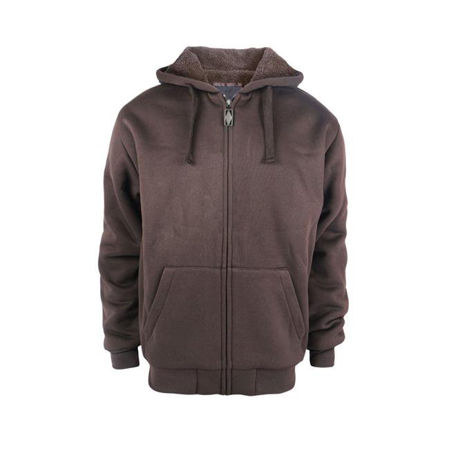 Mens Solid Sherpa Lined Zip Up Hoodieu0026#44; Brown - Case of 12 - 12 Per Pack  | Walmart Canada