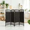 thumbnail image 7 of Red Lantern 4 ft. Short Fiber Weave Folding Screen - Black - 4 Panels, 7 of 7