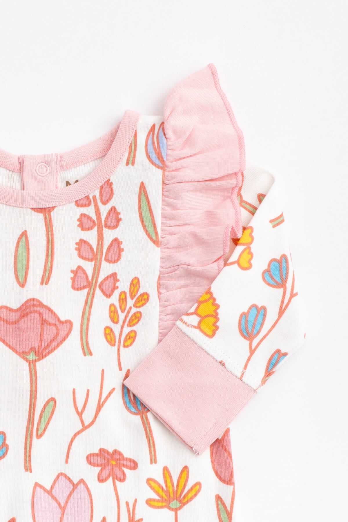 M+A by Monica + Andy Organic Cotton Long Sleeve Double Ruffle Romper, Sizes Newborn - 9 Months