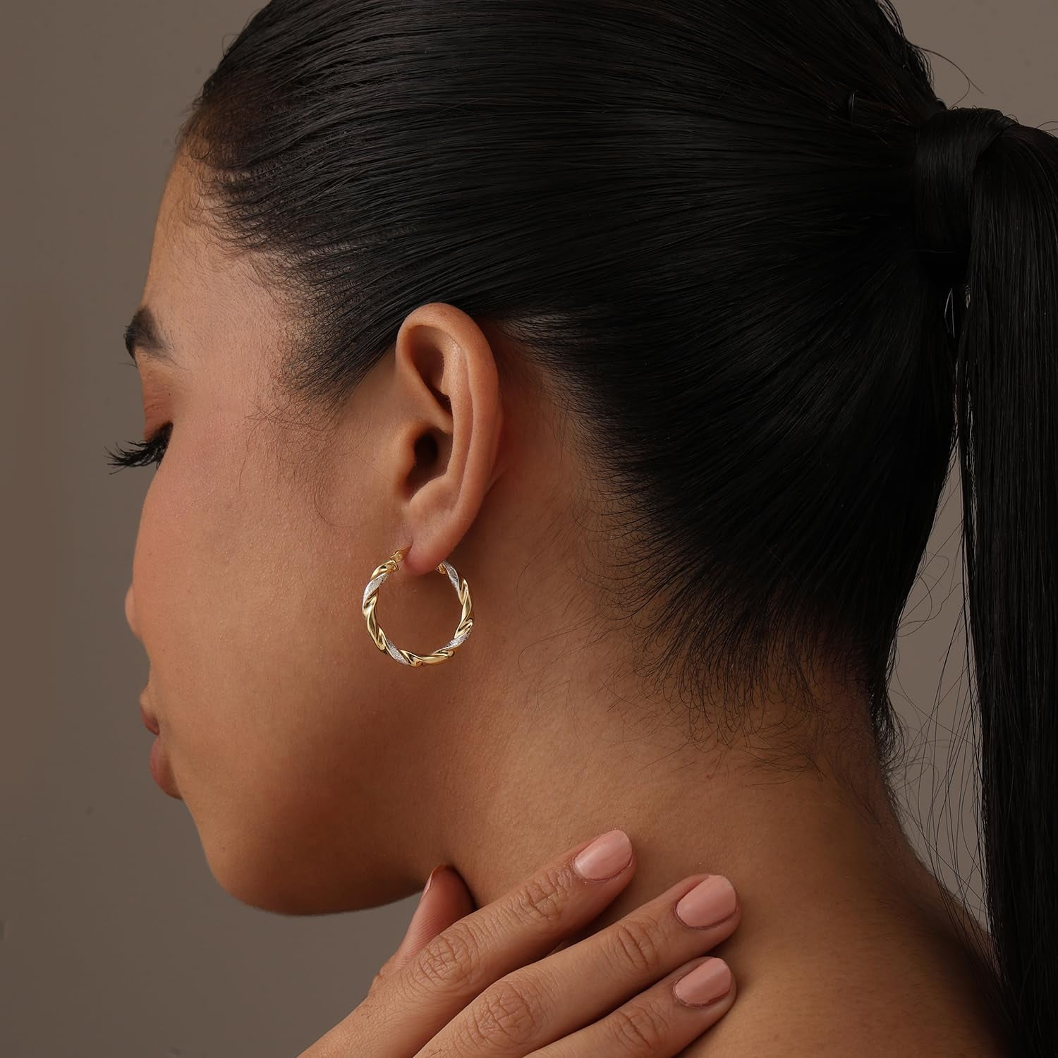 LeCalla 925 Sterling Silver Anti-Tarnish Small Hoop Earrings for Women and Teen, 25MM