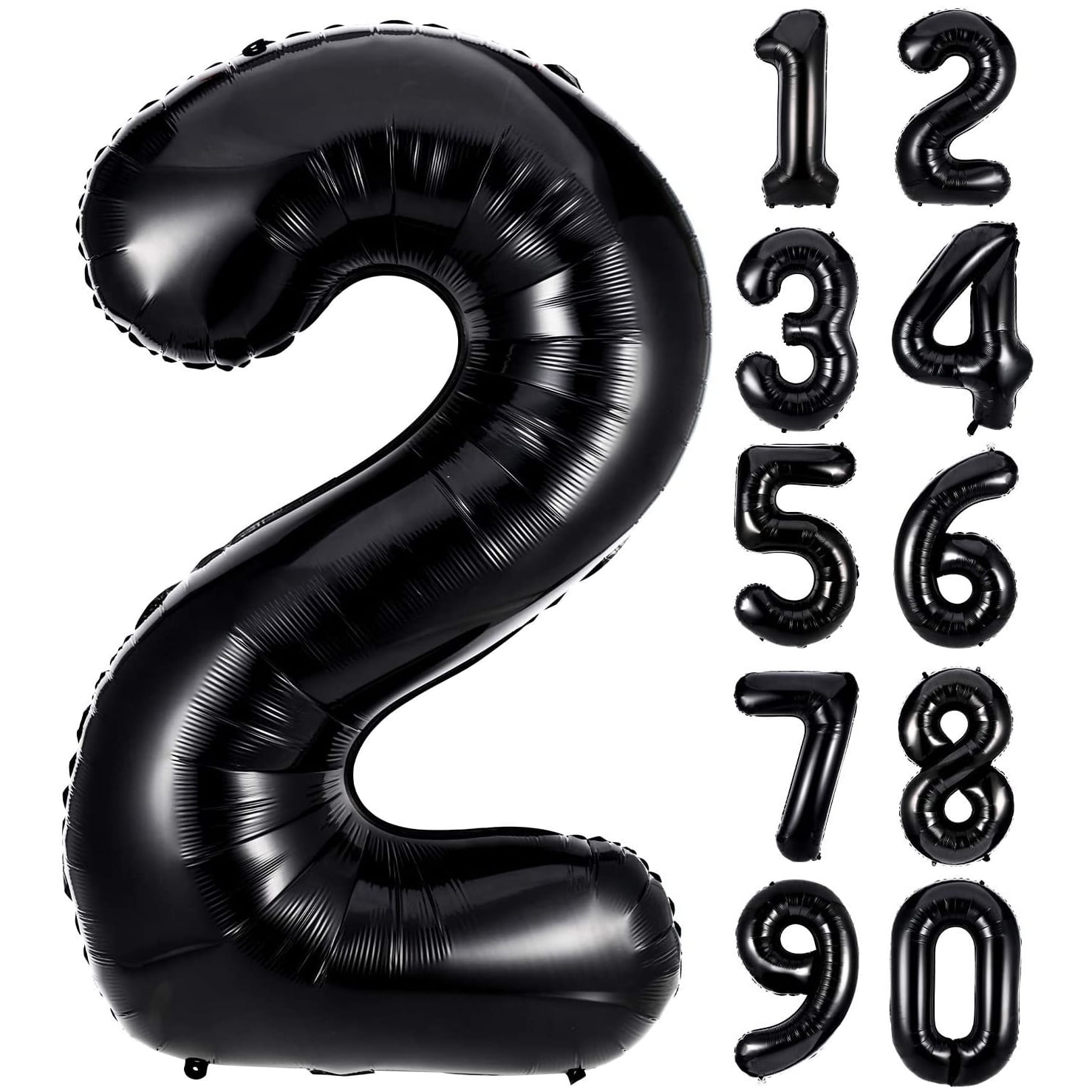 Sonyaer 40 Inch Number 2 Balloon Black with Happy Birthday Balloons Banner and 20 Pcs 12 Inch Latex Balloons