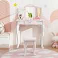 thumbnail image 4 of Patiojoy Kids Vanity Table & Chair Set Princess Makeup Dressing Table 2 In 1 Toddler Study Desk Pink, 4 of 10