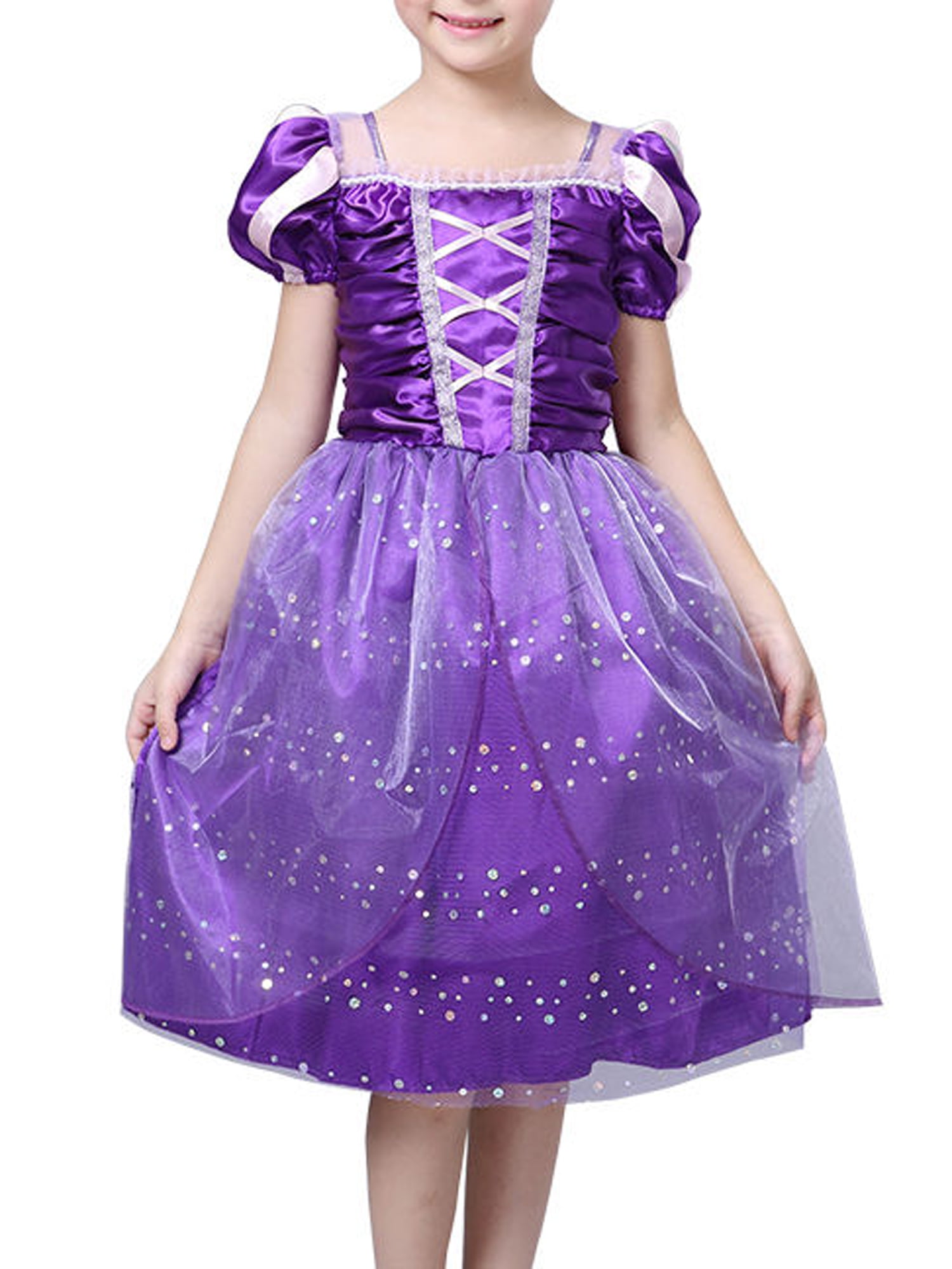 Kids Girls Fairytale Princess Costume Dress Up Belle Cinderella Aurora Rapunzel 