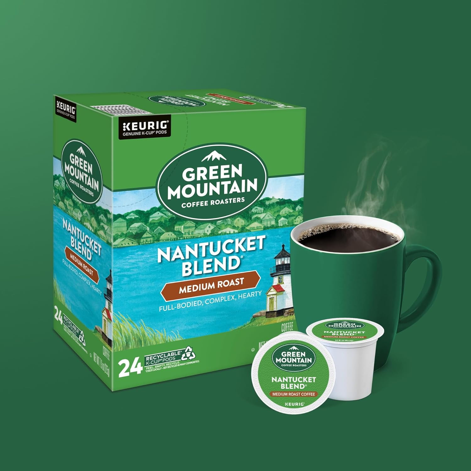 Green Mountain Coffee Roasters Nantucket Blend Keurig Single-Serve K-Cup Pods, Medium Roast Coffee, 96 Count (4 Packs of 24)