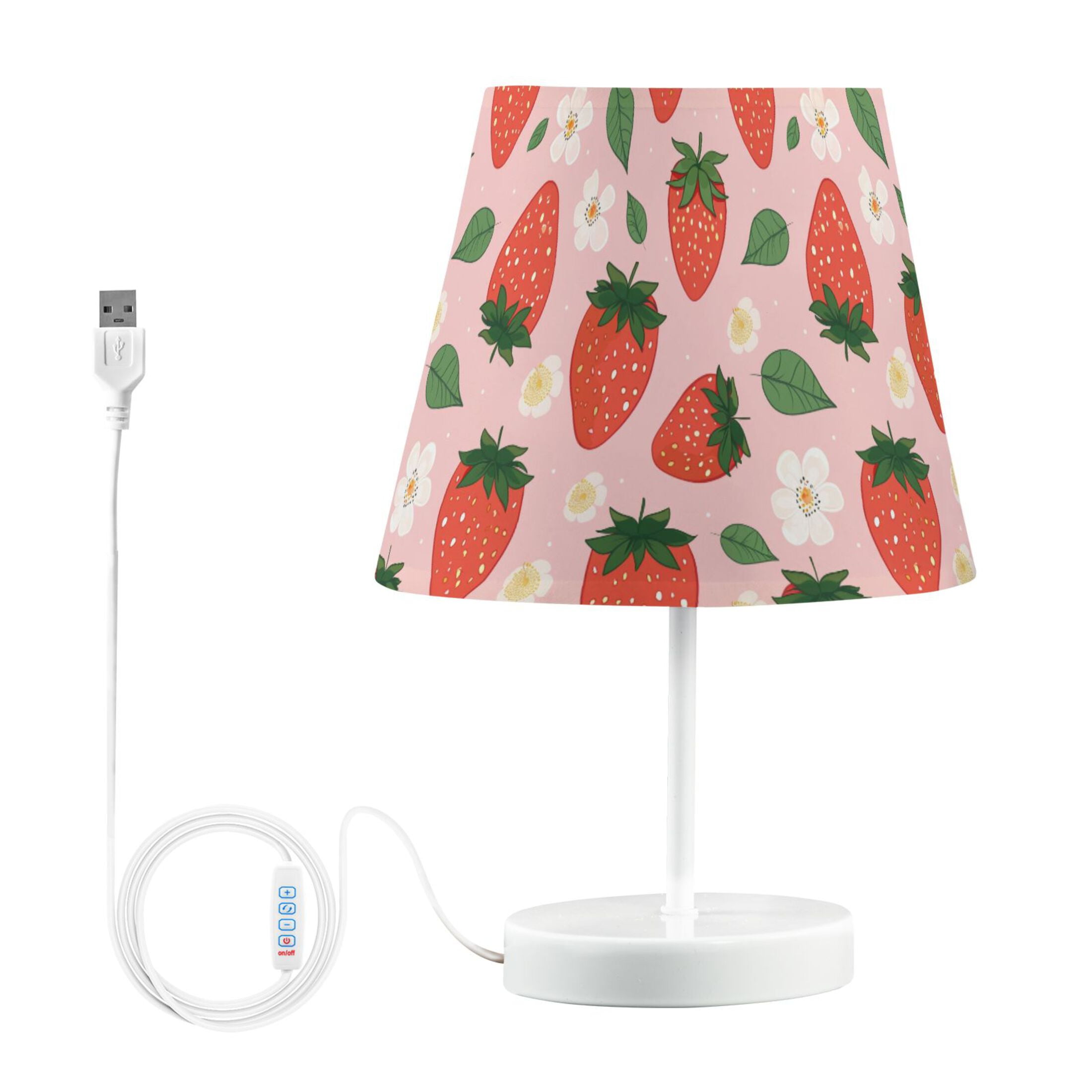 LED Desk Lamp Strawberry Leaves Fower Table Nightstand Lamps with 3 Color Temperatures for Home Bedroom Living Room Decor 6x11