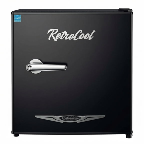 Upstreman 1.7 Cu.Ft. Retro Compact Refrigerator with Side Bottle Opener, Single Door Mini Fridge for Kitchen Office Apartment Dorm, Black FR17 PRO